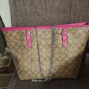 Coach Brown and Pink Signature Tote